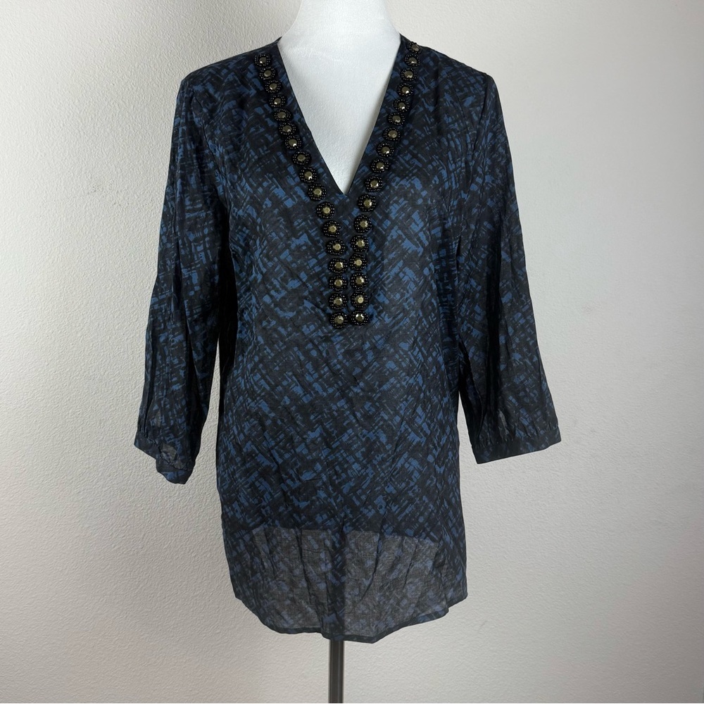 Michael Kors Women’s Embellished V-Neck‎ Tunic Top Size L - Picture 2 of 11